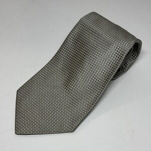 Altea Milano Silk Tie Mens OS Silver Grey Textured Basketweave Italy 100% Silk